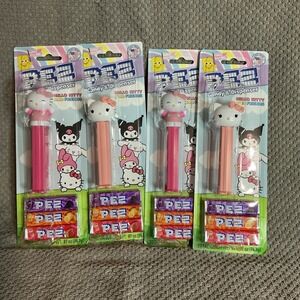4x Hello Kitty & Friends Candy PEZ Dispensers NEW Grape/orange/strawberry